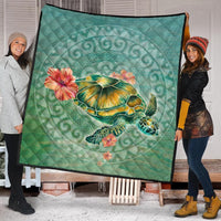 Hawaiian Turtle And Hibiscus Polynesian Premium Quilts - AH - Polynesian Pride