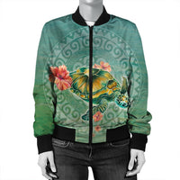 Hawaiian Turtle And Hibiscus Polynesian Bomber Jacket - AH - Polynesian Pride