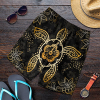Hawaiian Turtle And Hibiscus Polynesian Men's Shorts Gold - AH Art - Polynesian Pride