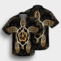 Hawaiian Turtle And Hibiscus Polynesian Hawaiian Shirt Gold - AH - Polynesian Pride
