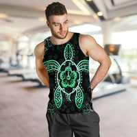 Hawaiian Turtle And Hibiscus Polynesian Tank Top Green - AH - Polynesian Pride