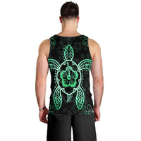Hawaiian Turtle And Hibiscus Polynesian Tank Top Green - AH - Polynesian Pride
