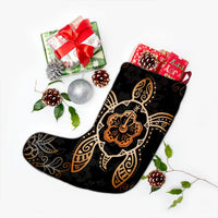 Hawaiian Turtle And Hibiscus Polynesian Christmas Stocking Orange - AH - Polynesian Pride