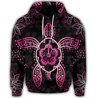 Hawaiian Turtle and Hibiscus Polynesian Hoodie Pink - Polynesian Pride