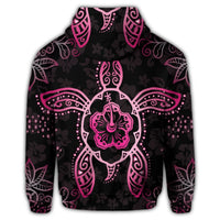 Hawaiian Turtle and Hibiscus Polynesian Hoodie Pink - Polynesian Pride