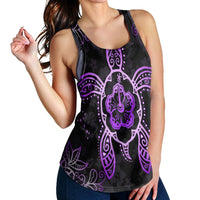 Hawaiian Turtle And Hibiscus Polynesian Racerback Tank Violet - AH - Polynesian Pride