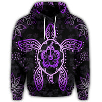 Hawaiian Turtle and Hibiscus Polynesian Hoodie Violet - Polynesian Pride