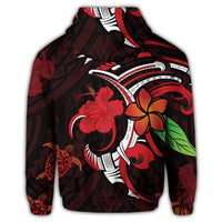 Hawaiian Turtle Hibiscus and Plumeria Flower Polynesian Zip Hoodie - Polynesian Pride