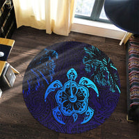 Hawaiian Turtle Hibiscus Coconut Tree Polynesian Round Carpet AH - Polynesian Pride