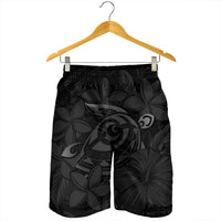 Hawaiian Turtle Hibiscus Plumeria Kanaka Polynesian Men's Shorts Gray - Soft Style - AH - Polynesian Pride