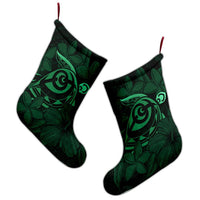 Hawaiian Turtle Hibiscus Plumeria Kanaka Polynesian Christmas Stocking Green - Soft Style - AH - Polynesian Pride