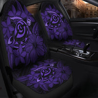 Hawaiian Turtle Hibiscus Plumeria Kanaka Polynesian Car Seat Covers Purple - Soft Style - AH - Polynesian Pride
