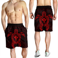 Hawaiian Turtle Kanaka Polynesian Men's Shorts - Red - AH - Polynesian Pride