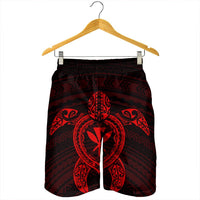 Hawaiian Turtle Kanaka Polynesian Men's Shorts - Red - AH - Polynesian Pride