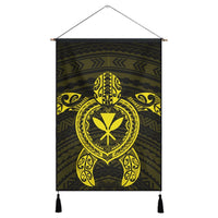 Hawaiian Turtle Kanaka Polynesian Hanging Poster - Yellow - AH Hanging Poster Cotton And Linen - Polynesian Pride