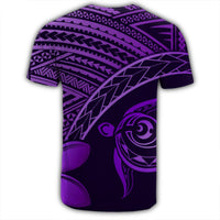 Hawaiian Turtle Plumeria Kakau Polynesian Quilt T Shirt Neo Purple AH - Polynesian Pride