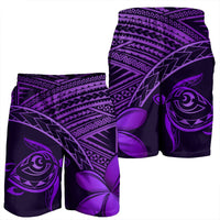 Hawaiian Turtle Plumeria Kakau Polynesian Quilt Men's Shorts Neo Purple AH - Polynesian Pride