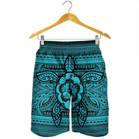 Hawaiian Turtle Polynesian Tribal Men's Shorts Blue AH - Polynesian Pride