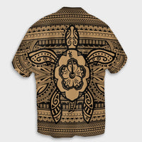 Hawaiian Turtle Polyensian Tribal Hawaiian Shirt Gold AH - Polynesian Pride