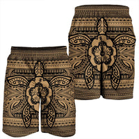Hawaiian Turtle Polynesian Tribal Men's Shorts Gold AH - Polynesian Pride
