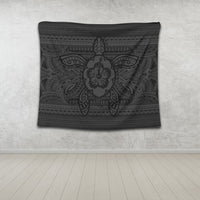 Hawaiian Turtle Polynesian Tribal Tapestry Gray AH - Polynesian Pride