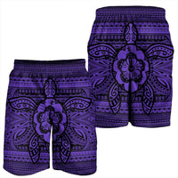 Hawaiian Turtle Polynesian Tribal Men's Shorts Purple AH - Polynesian Pride