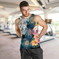 Hawaiian Turtle Swimming Wave Plumeria Hibiscus Polynesian Tank Top - Garden Style - AH - Polynesian Pride