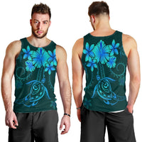 Hawaiian Turtles Hibiscus Plumeria Polynesian Tank Top - Turquoise - AH - Polynesian Pride