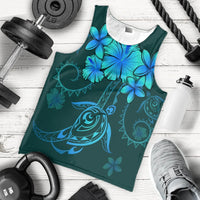 Hawaiian Turtles Hibiscus Plumeria Polynesian Tank Top - Turquoise - AH - Polynesian Pride