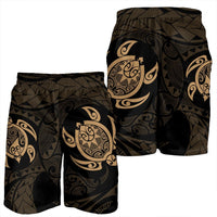 Hawaiian Two Turtle Polynesian Men's Shorts Gold AH - Polynesian Pride