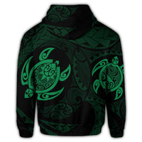 Hawaiian Two Turtle Polynesian Zip Hoodie Green - Polynesian Pride