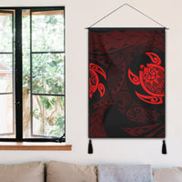 Hawaiian Two Turtle Polynesian Hanging Poster Red AH - Polynesian Pride