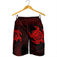Hawaiian Two Turtle Polynesian Men's Shorts Red AH - Polynesian Pride