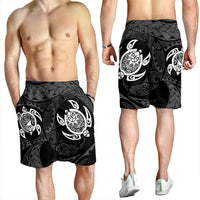 Hawaiian Two Turtle Polynesian Men's Shorts White AH - Polynesian Pride