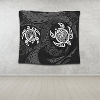 Hawaiian Two Turtle Polynesian Tapestry White AH - Polynesian Pride