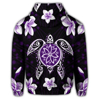 Hawaiian Violet Turtle Plumeria Hoodie - Polynesian Pride