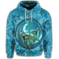 Hawaiian Whirlpool Turtle Polynesian Zip Hoodie - Polynesian Pride