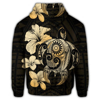 Hibiscus Plumeria Mix Polynesian Turtle Hoodie - Polynesian Pride