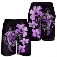 Hibiscus Plumeria Mix Polynesian Turtle Men's Shorts Violet - AH - Polynesian Pride