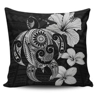Hibiscus Plumeria Mix Polynesian Gray Turtle Pillow Covers One Size Zippered Pillow Case 18"x18"(Twin Sides) Gray - Polynesian Pride