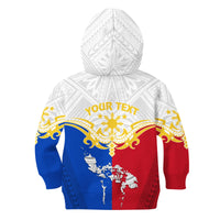 Personalised Philippines Hoodie KID Tribal Mix Style LT7 Zip Hoodie White - Polynesian Pride