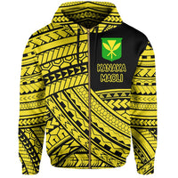 Polynesian Protect Mauna Kea Kanaka Maoli Hawaii Zip Hoodie Yellow Quarter Style - Polynesian Pride