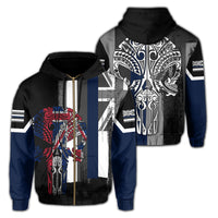 Hawaii Thin Blue Line Hoodie Zip Unisex Black - Polynesian Pride