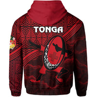 Tonga Rugby Zip Hoodie Dab Trend Creative - Polynesian Pride