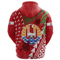 Tahiti Rugby Zip Hoodie Coconut Leaves - Polynesian Pride