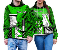 Custom Polynesian Valentine Couple Hoodie Queen and King Heart Green Version LT9 - Polynesian Pride