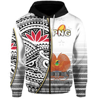 Papua New Guinea Rugby Zip Hoodie PNG Impressive Unisex White - Polynesian Pride