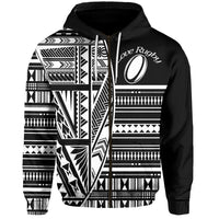 Custom Polynesian Rugby Zip Hoodie With Love Custom Text and Number - Polynesian Pride