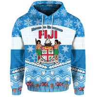 Custom Fiji Masi Tapa Christmas Vibe Hoodie LT9 Pullover Hoodie Blue - Polynesian Pride