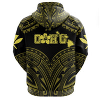 Hawaiian Kanaka Map Polynesian Oahu Hoodie Zip Yellow Brad Style - Polynesian Pride